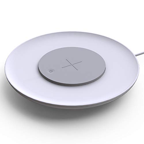 kalb | QI-Tischladegerät UFO, Drahtloses Laden, Dimmbare Ambientebeleuchtung, 183x183x23mm, Weiß - Qi-Zertifiziert von kalb Material für Möbel