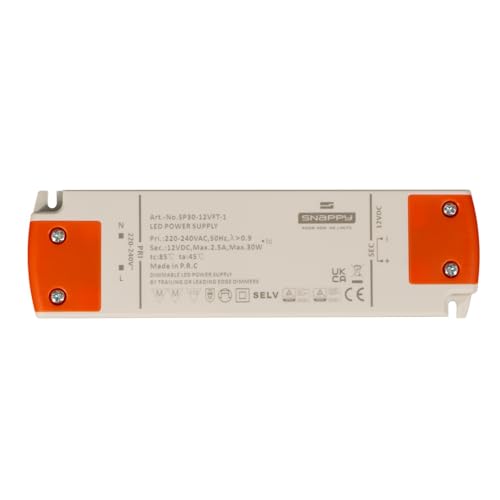 kalb | Vareo, 12VDC oder 24VDC LED Netzteil, TRIAC dimmbar, 230V Eingang, 30W oder 75 Ausgang, flackerfrei, kompatibel mit Phasenanschnitt-Dimmern, konstante Spannung für Beleuchtung (12VDC, 30, Watt) von kalb Material für Möbel