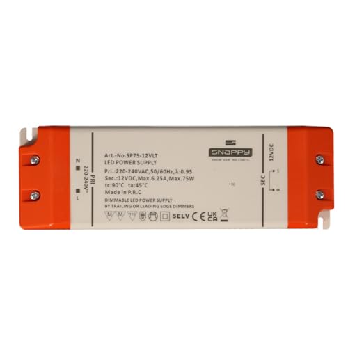kalb | Vareo, 12VDC oder 24VDC LED Netzteil, TRIAC dimmbar, 230V Eingang, 30W oder 75 Ausgang, flackerfrei, kompatibel mit Phasenanschnitt-Dimmern, konstante Spannung für Beleuchtung (12VDC, 75, Watt) von kalb Material für Möbel