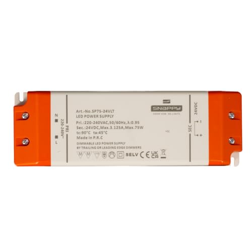kalb | Vareo, 12VDC oder 24VDC LED Netzteil, TRIAC dimmbar, 230V Eingang, 30W oder 75 Ausgang, flackerfrei, kompatibel mit Phasenanschnitt-Dimmern, konstante Spannung für Beleuchtung (24VDC, 75, Watt) von kalb Material für Möbel