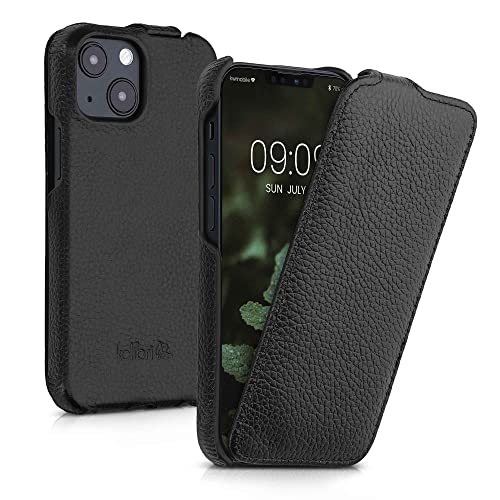 kalibri Flip Hülle Ultra Slim kompatibel mit Apple iPhone 13 Mini - Leder Case Schutzhülle Tasche in Schwarz von kalibri