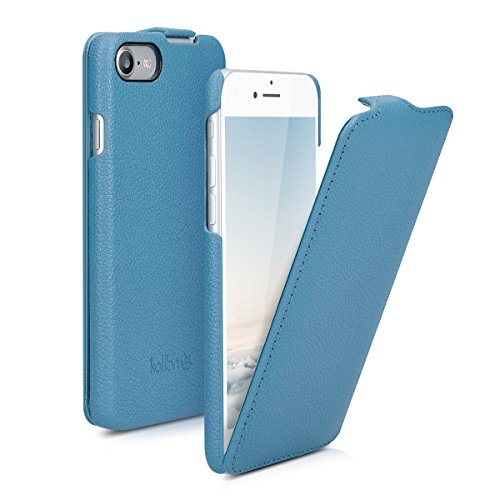 kalibri Flip Hülle Ultra Slim kompatibel mit Apple iPhone SE (2022) / iPhone SE (2020) / iPhone 8 / iPhone 7 - Leder Case Schutzhülle Tasche in Blau von kalibri