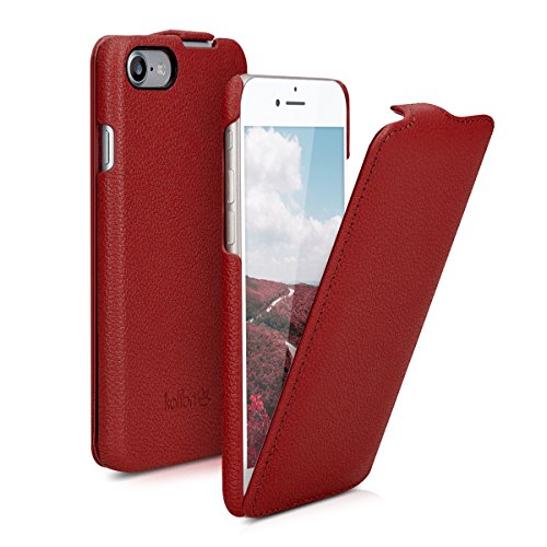 kalibri Flip Hülle Ultra Slim kompatibel mit Apple iPhone SE (2022) / iPhone SE (2020) / iPhone 8 / iPhone 7 - Leder Case Schutzhülle Tasche in Rot von kalibri
