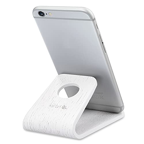 kalibri Handy Halterung Smartphone Ständer - Universal Halter kompatibel mit iPhone Samsung iPad Tablet u.a. - Tisch Stand Dock in Echtholz Weiß von kalibri