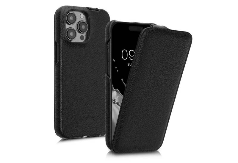 kalibri Handyhülle Flip-Hülle Ultra Slim Tasche für Apple iPhone 15 Pro, Leder Schutzhülle Case von kalibri