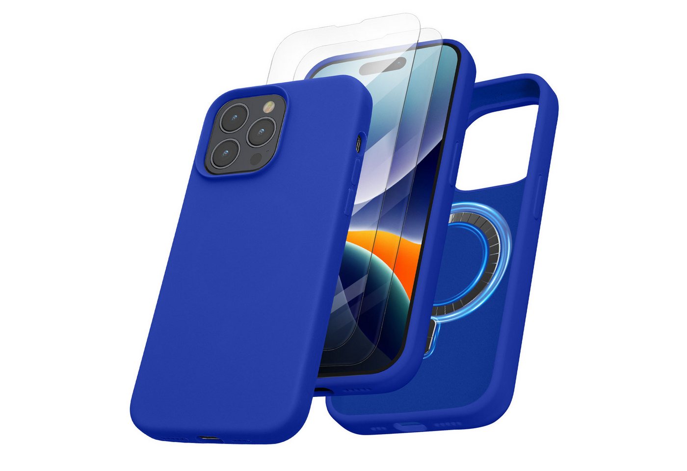 kalibri Handyhülle Hülle für Apple iPhone 14 Pro Max Magnetisches Silikon Case, Cover kompatibel mit MagSafe - mit 2x Schutzglas - Handyhülle gummiert kalibri Handyhülle Hülle für Apple iPhone 14 Pro Max Magnetisches Silikon Case, Cover kompatibel mit MagSafe - mit 2x Schutzglas - Handyhülle gummiert von kalibri
