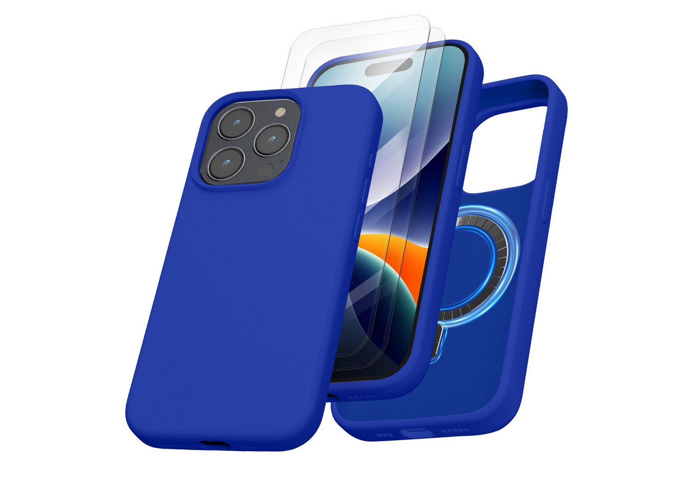 kalibri Handyhülle Hülle für Apple iPhone 15 Pro Magnetisches Silikon Case, Cover kompatibel mit MagSafe - mit 2x Schutzglas - Handyhülle gummiert kalibri Handyhülle Hülle für Apple iPhone 15 Pro Magnetisches Silikon Case, Cover kompatibel mit MagSafe - mit 2x Schutzglas - Handyhülle gummiert von kalibri
