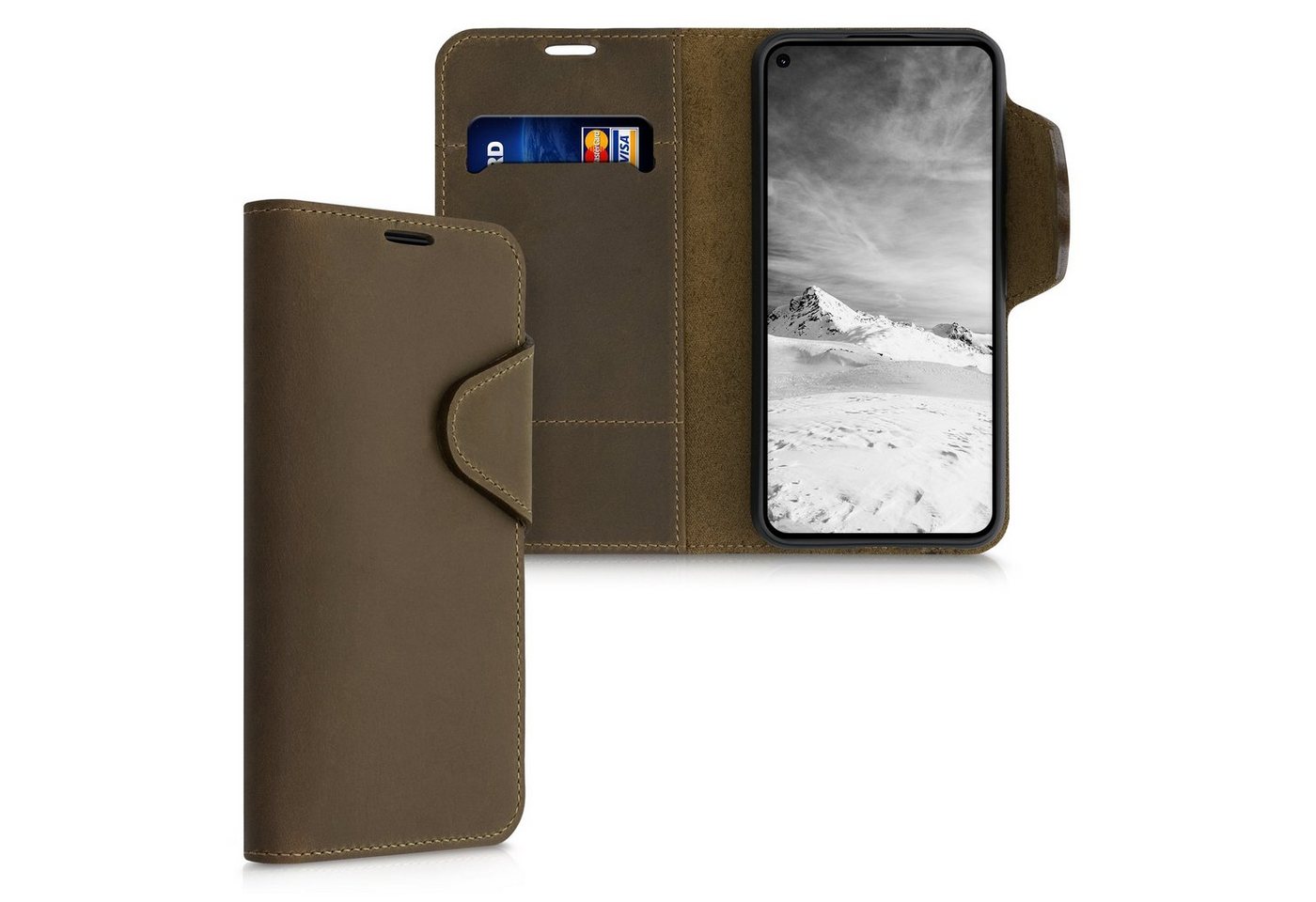 kalibri Handyhülle Hülle für Google Pixel 5, Leder Handyhülle Handy Case Cover - Schutzhülle Lederhülle von kalibri