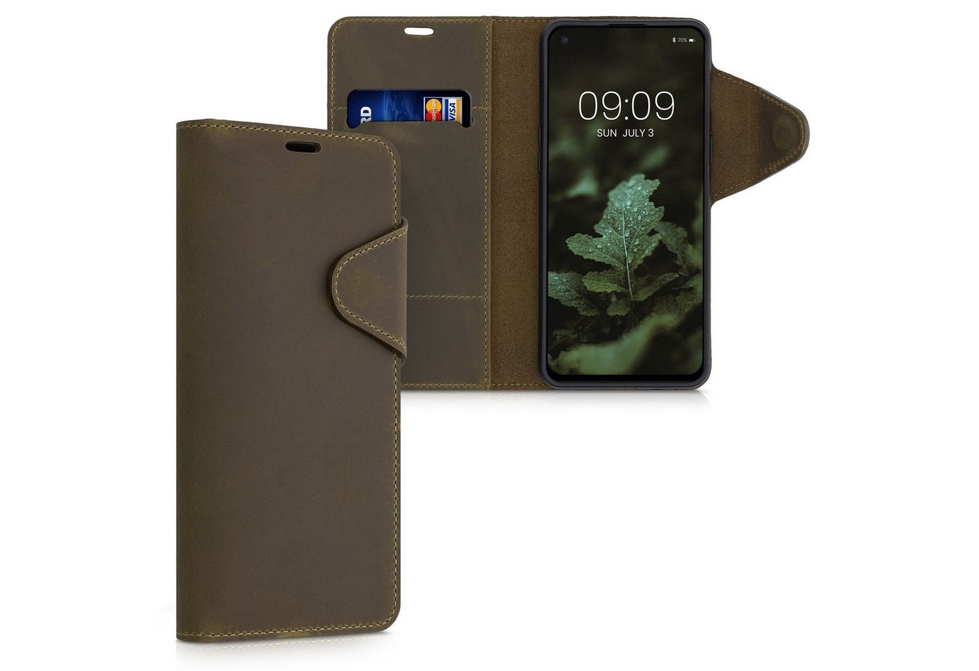 kalibri Handyhülle Hülle für OnePlus Nord 2 5G, Leder Handyhülle Handy Case Cover - Schutzhülle Lederhülle von kalibri