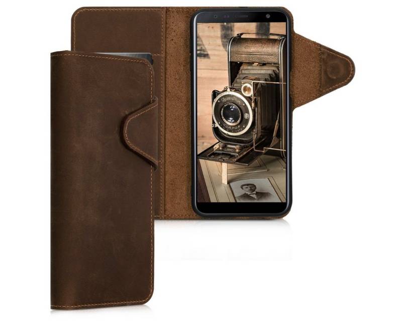 kalibri Handyhülle Hülle für Samsung Galaxy J6+ / J6 Plus DUOS, Leder Handyhülle Handy Case Cover - Schutzhülle Lederhülle von kalibri