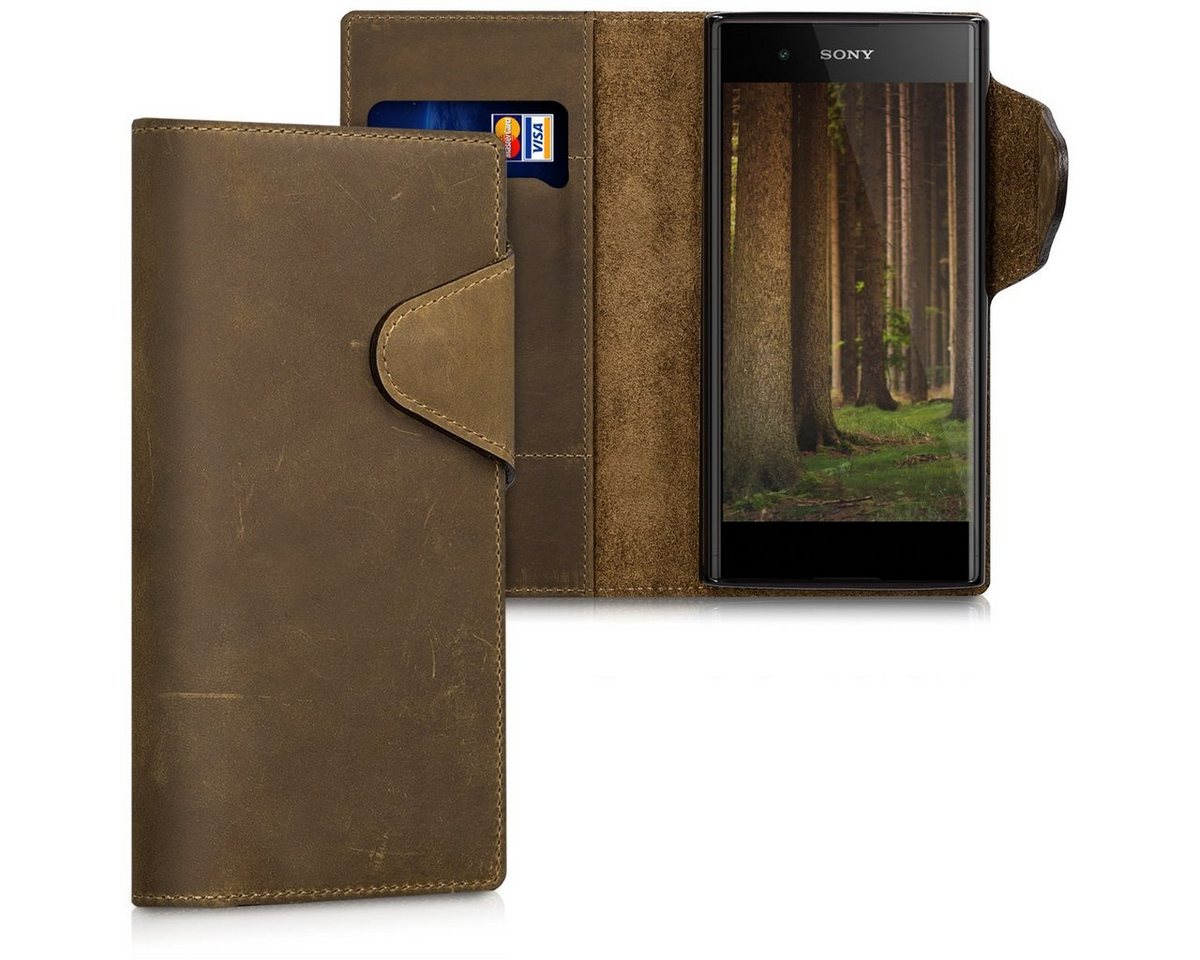 kalibri Handyhülle Hülle für Sony Xperia XA1 Plus, Leder Handyhülle Handy Case Cover - Schutzhülle Lederhülle von kalibri