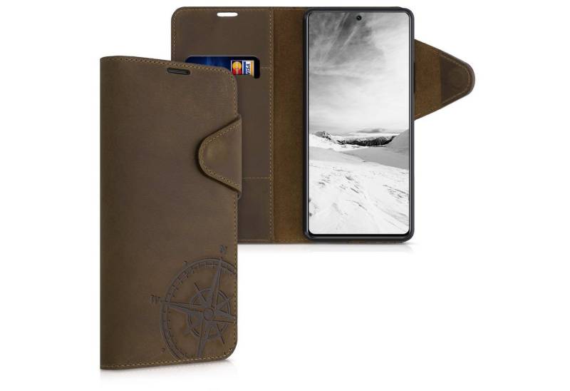 kalibri Handyhülle Hülle für Xiaomi 11T / 11T Pro, Leder Schutzhülle - Handy Wallet Case Cover - Kompass Vintage Design von kalibri