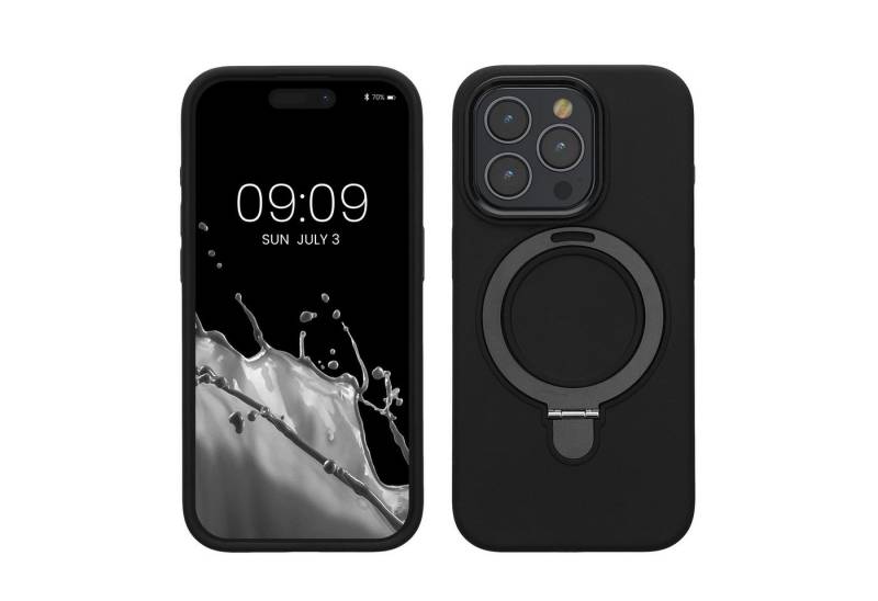 kalibri Handyhülle Silikon Hülle für Apple iPhone 15 Pro -, Case kompatibel mit MagSafe - Cover mit Stand Fingerhalter von kalibri