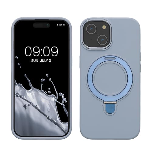 kalibri Hülle kompatibel mit Apple iPhone 15 Hülle - Silikon Case kompatibel mit MagSafe - Cover mit Stand Fingerhalter Hellblau kalibri Hülle kompatibel mit Apple iPhone 15 Hülle - Silikon Case kompatibel mit MagSafe - Cover mit Stand Fingerhalter Hellblau von kalibri
