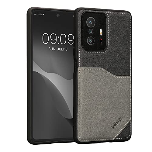 kalibri Hülle kompatibel mit Xiaomi 11T / 11T Pro - Handyhülle Handy Cover - Kunstleder Case mit Kartenfach - Grau Hellgrau von kalibri