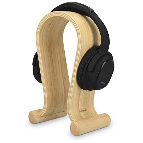 kalibri Kopfhörerhalter Kopfhörerständer Universal Holz - Kopfhörer Halter Headset Halterung - On Ear Headphone Stand - Bambus Holz in Hellbraun von kalibri