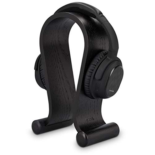 kalibri Kopfhörerhalter Kopfhörerständer Universal aus Holz - Kopfhörer Halter Headset Halterung - On Ear Headphone Stand - Eichenholz in Schwarz von kalibri