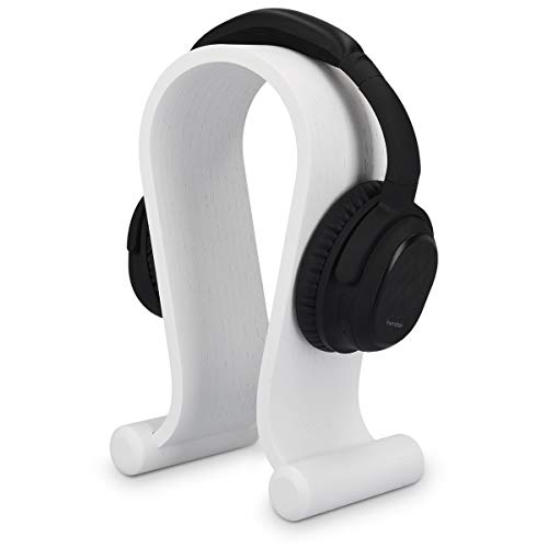 kalibri Kopfhörerhalter Kopfhörerständer Universal aus Holz - Kopfhörer Halter Headset Halterung - On Ear Headphone Stand - Eichenholz in Weiß von kalibri