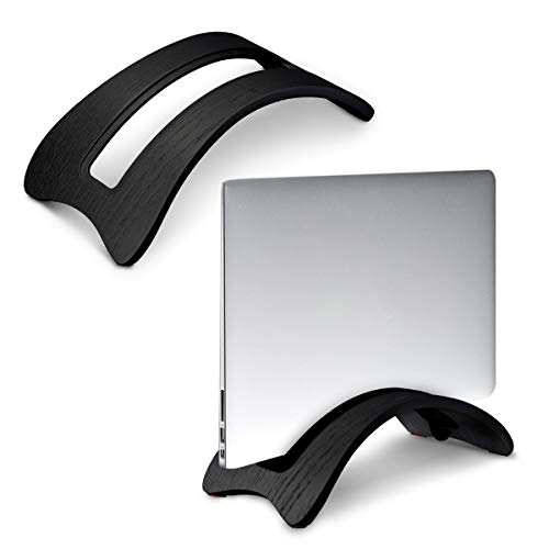 kalibri Laptop Ständer Notebook Stand - Halterung aus Holz - 1x Silikoneinsatz für MacBook/Air Retina/Pro/Tablet iPad - Eichenholz Schwarz von kalibri