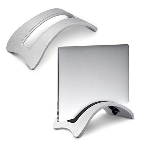 kalibri Laptop Ständer Notebook Stand - Halterung aus Holz 3X Silikoneinsatz für MacBook Air/Pro/Pro Retina/Tablet iPad - Eichenholz Silber von kalibri