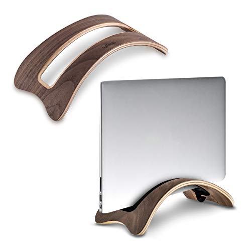 kalibri Laptop Ständer Notebook Stand - Halterung aus Holz 3X Silikoneinsatz für MacBook Air/Pro/Pro Retina/Tablet iPad - Walnussholz von kalibri