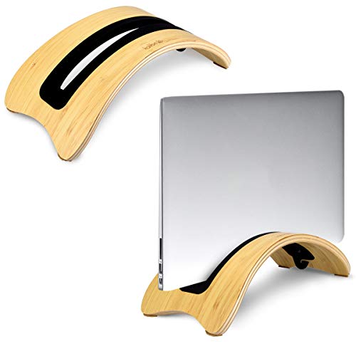 kalibri Laptop Ständer Notebook Stand - Halterung aus Holz 3x Silikoneinsatz für MacBook Air/Pro/Pro Retina/Tablet iPad - Bambus von kalibri