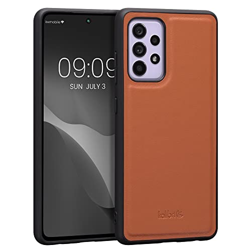 kalibri Leder Hülle kompatibel mit Samsung Galaxy A52 / A52 5G / A52s 5G - Handyhülle Cover - Handy Hardcover Schutzhülle Bumper Orange von kalibri