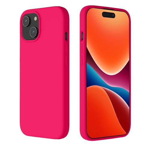 kalibri Premium Silikon Handyhülle kompatibel mit Apple iPhone 15 Hülle - Handy Silikon Case - stoßfeste Schutzhülle mit weichem Mikrofaserfutter - Neon Pink von kalibri
