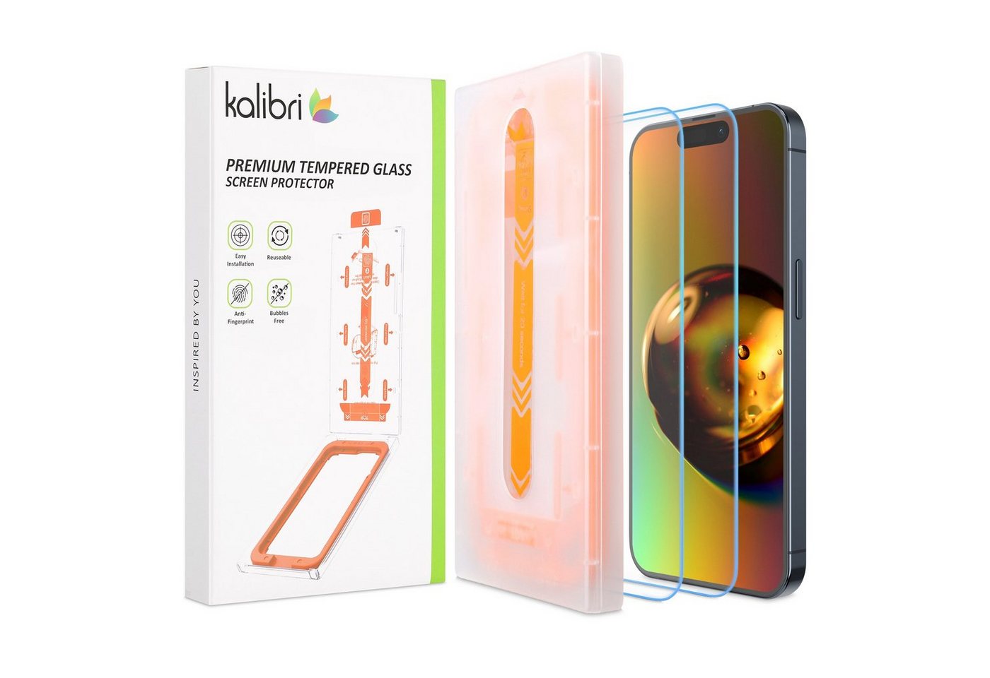 kalibri Schutzfolie 2x Folie für Apple iPhone 15 Pro Max, (1-St), Glas Handy Schutzfolie Set - Full Display Screen Protector von kalibri