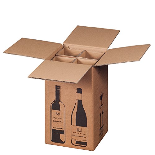 10x Flaschenversandkarton Weinkarton für 4 Weinflaschen (PTZ Zertifikat - DHL/UPS) von karton-billiger
