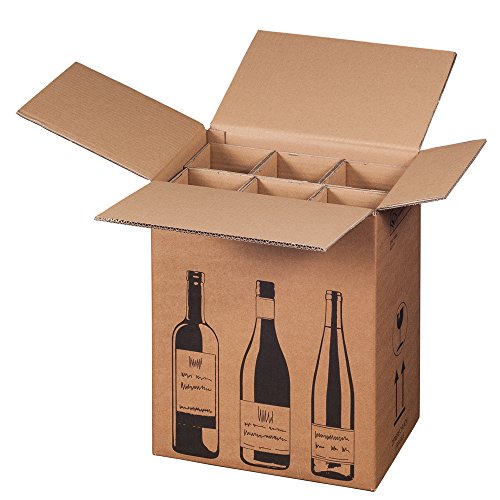 5x Flaschenversandkarton Weinkarton für 6 Weinflaschen (PTZ Zertifikat - DHL) von karton-billiger