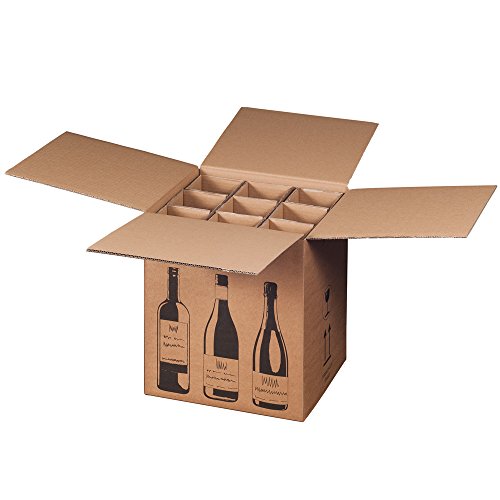 5x Flaschenversandkarton Weinkarton für 9 Weinflaschen (PTZ Zertifikat - DHL/UPS) von karton-billiger