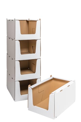 karton-billiger | Stapelkarton aus Wellpappe Lagerkarton Lagerbox Stapelbox weiß, Größe M - 587x382x281mm - weiß (20) von karton-billiger