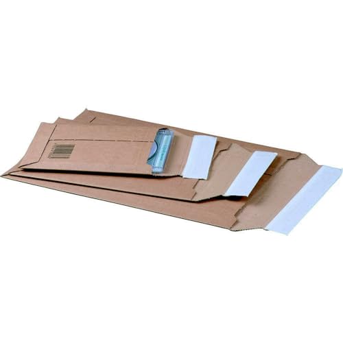 karton-billiger | Versandtasche aus Karton Pappe Wellpappe, selbstklebend Aufreißfaden, Warensendung Büchersendung | Format: CD - A3 (25, A3 - IM 500x335x50mm) von karton-billiger