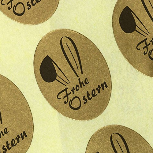 100 Etiketten Frohe Ostern Aufkleber Etiketten 25 x 18 mm Haftpapier gold auf Rolle, ab 500 mit Spender von kaufdeinschild