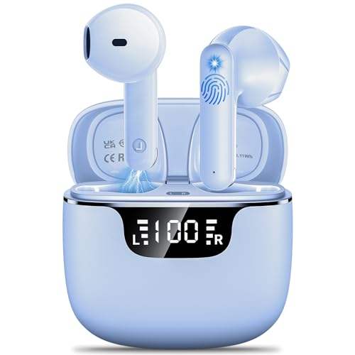 Bluetooth Kopfhörer, Kopfhörer Kabellos Bluetooth 5.3 In Ear HiFi Stereoklang, 42H Kabellose Kopfhörer con LED Anzeige Ladekoffer, Ohrhörer ENC Noise Cancelling IPX6 Wasserdicht One-Touch-Control von kauguo