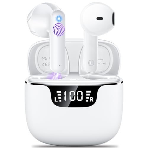 Bluetooth Kopfhörer, Kopfhörer Kabellos Bluetooth 5.3 In Ear Kopfhörer mit HiFi Stereo Bass & 4 ENC Noise Cancelling Mic, 42H Kabellose Ohrhörer con LED Anzeige, IP6 Wasserdicht für Sprots und Arbeit von kauguo