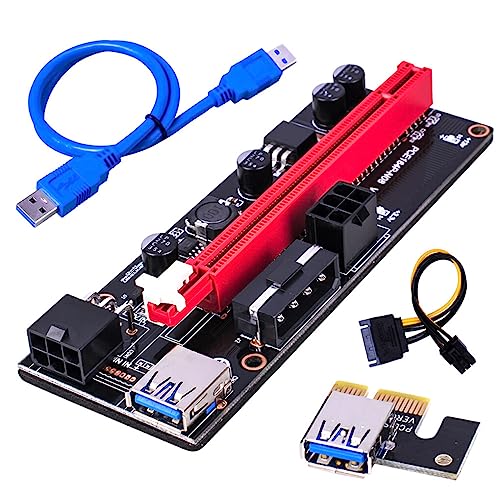 kawehiop Mining Computer PCI E 1x bis 16x Adapterplatine Erweiterungskarte Schnelle Geschwindigkeit LED Anzeige PCI Extender Miner Equipment, Blaues USB Kabel von kawehiop