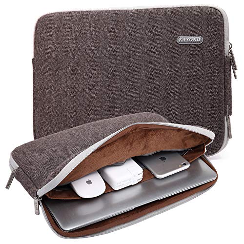 KAYOND Fischgrätenmuster, Wolle, wasserabweisend, für 15-15,6 Zoll Laptop Sleeve Tasche (15-15,6 Zoll, Braun) von kayond