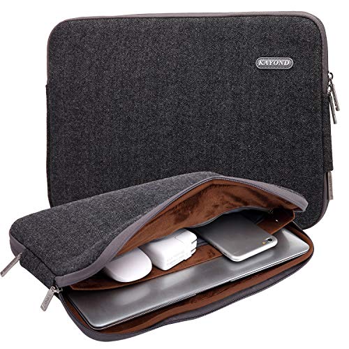 KAYOND Herringbone Wolle Wasserabweisend für 14-14,1 Zoll Laptop Sleeve Case Tasche (14-14,1 Zoll, Schwarz) von kayond