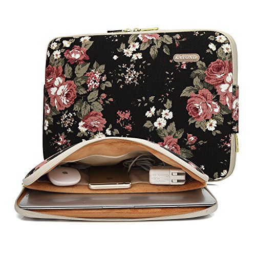 Kayond Laptop-Tasche, wasserfest, mit Rosenmuster, 27,9 – 43,2 cm Black C Rose 11-11.6 Inch von kayond