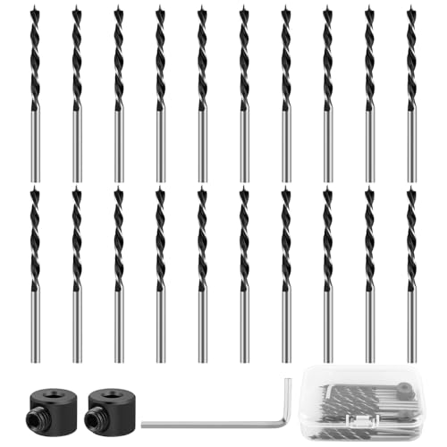 Holzbohrer Set 3mm, 20 Stück Holzbohrer Lang, Karbonstahl Holzspiralbohrer mit Innensechskant-Schraubenschlüssel und Begrenzungsring, Balkenbohrer für DIY-Holzbearbeitung, Gravieren und Bohren Holzbohrer Set 3mm, 20 Stück Holzbohrer Lang, Karbonstahl Holzspiralbohrer mit Innensechskant-Schraubenschlüssel und Begrenzungsring, Balkenbohrer für DIY-Holzbearbeitung, Gravieren und Bohren von kayqbonke