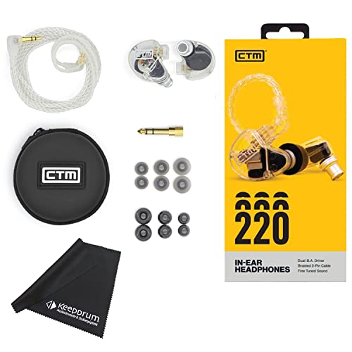 CTM CE220 In Ear Monitor-Kopfhörer Ohrhörer Clear + keepdrum Mikrofasertuch von keepdrum