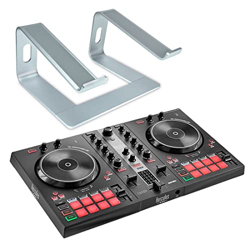 Hercules DJControl Inpulse 300 MK2 2 Deck DJ Controller + keepdrum Laptopständer Silberfarben von Generisch