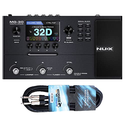 Nux MG-30 Guitar Modeling Multi-Effektgerät + keepdrum Klinkenkabel von keepdrum