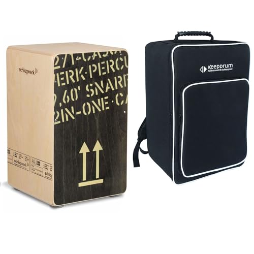 Schlagwerk 2inOne CP404 large Black Edition Cajon Holz Trommel Set inklusive Tasche von keepdrum
