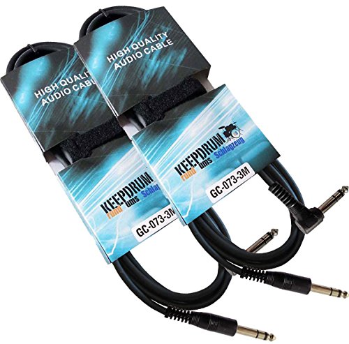 keepdrum 2X GC-073 3m Stereo-Audiokabel Klinke 6,3mm Winkelstecker von keepdrum