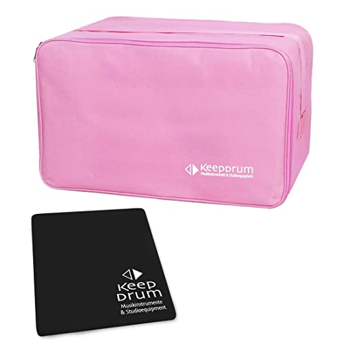 keepdrum CB-01PK Cajon-Tasche Gig Bag Pink (31 x 32 x 52cm passt Sie für alle gängigen Standard Cajon-Modelle) + keepdrum Sitz-Pad von keepdrum