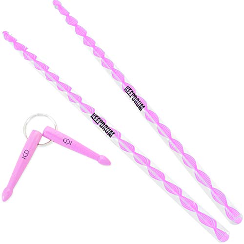 keepdrum DA-P Acryl Drumsticks 5B transparent Pink + keepdrum Schlüsselanhänger Pink Flieder von keepdrum