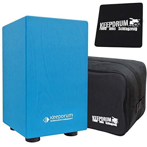 keepdrum DC1M Junior Cajon für Kinder Trommel-Hocker Blau +Tache + Sitzpad von keepdrum